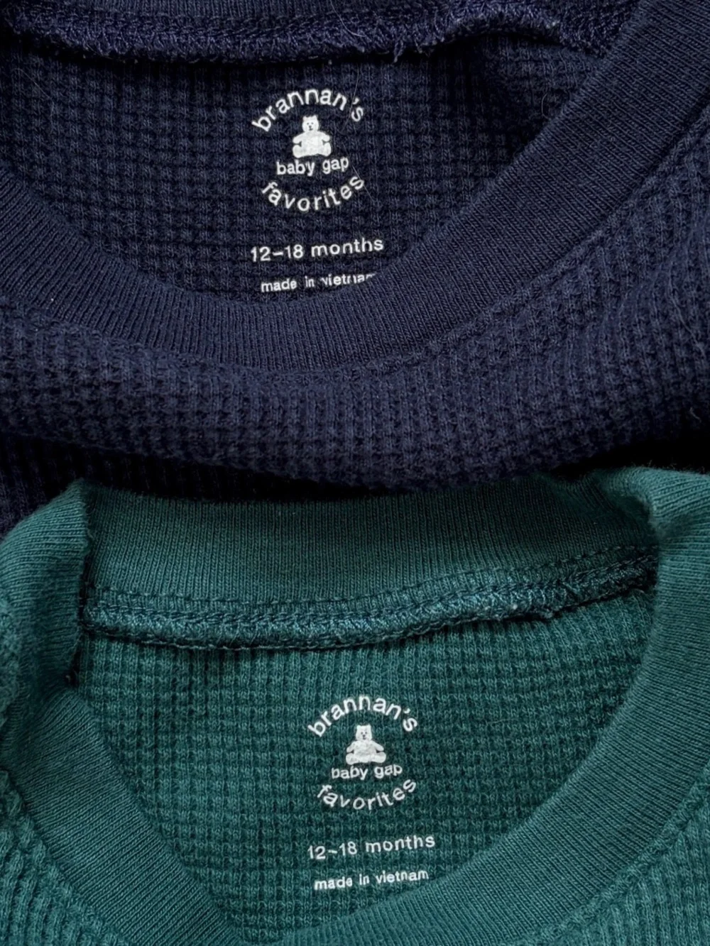 Baby Gap Brannan’s Favorites Navy Green Thermal Long Sleeve Shirt Size 12-18M